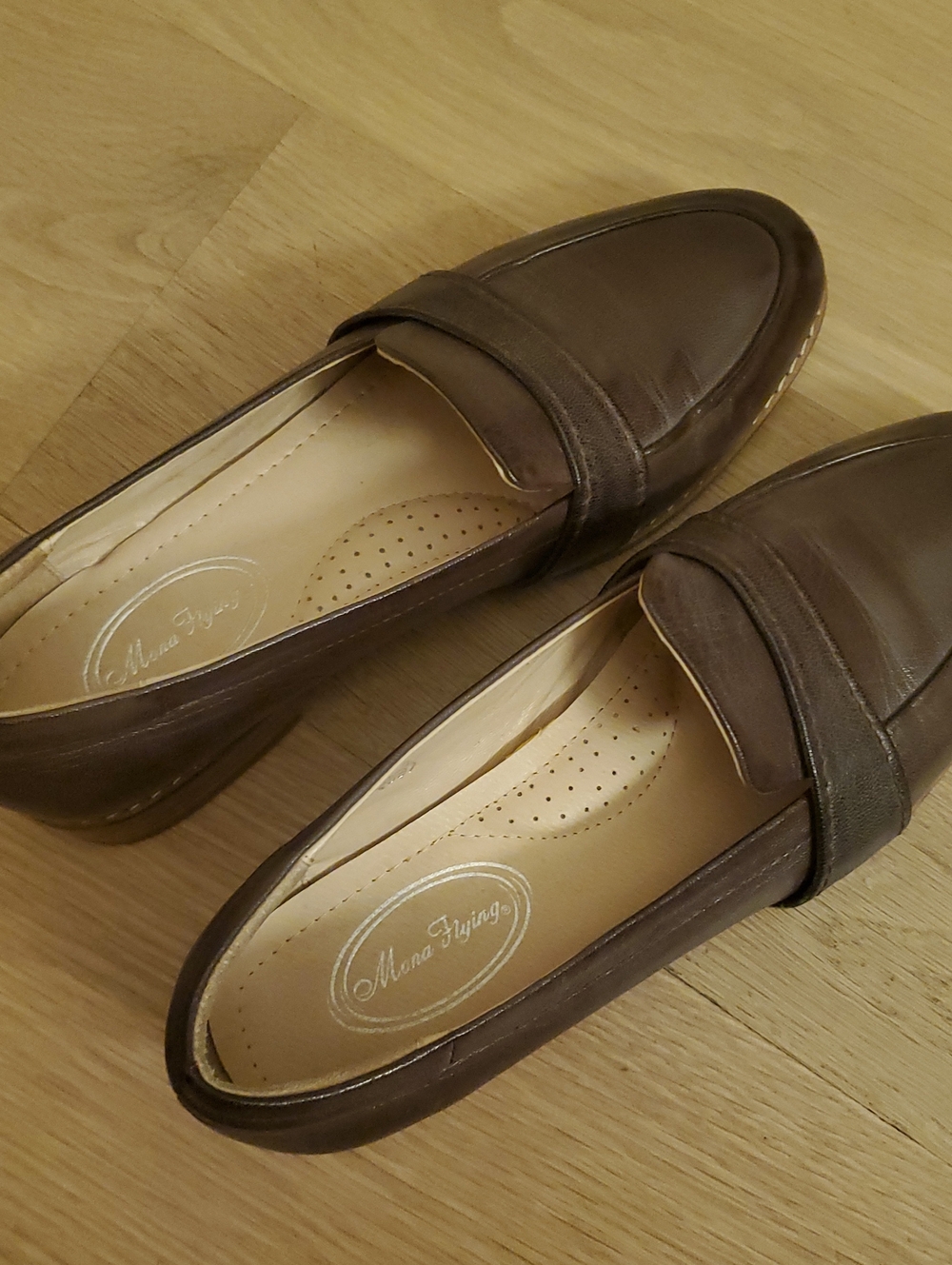 Brown Leather Penny Loafers - Women